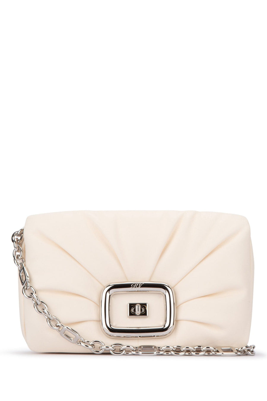 Roger Vivier Quilted Leather Shoulder Bag — Beige