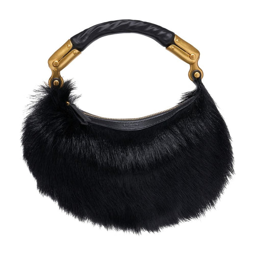 Balmain Ebene Shoulder Bag — Black Fur