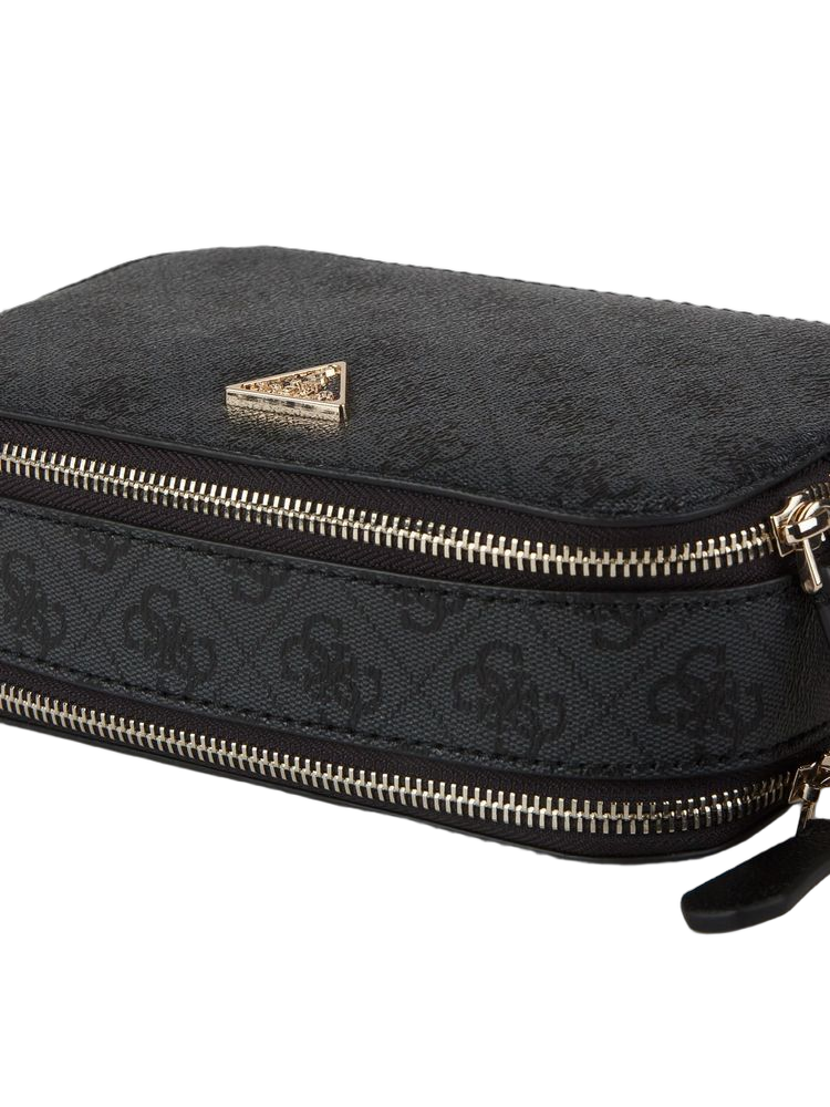 Guess Embossed Logo Crossbody Bag — Black Polyurethane