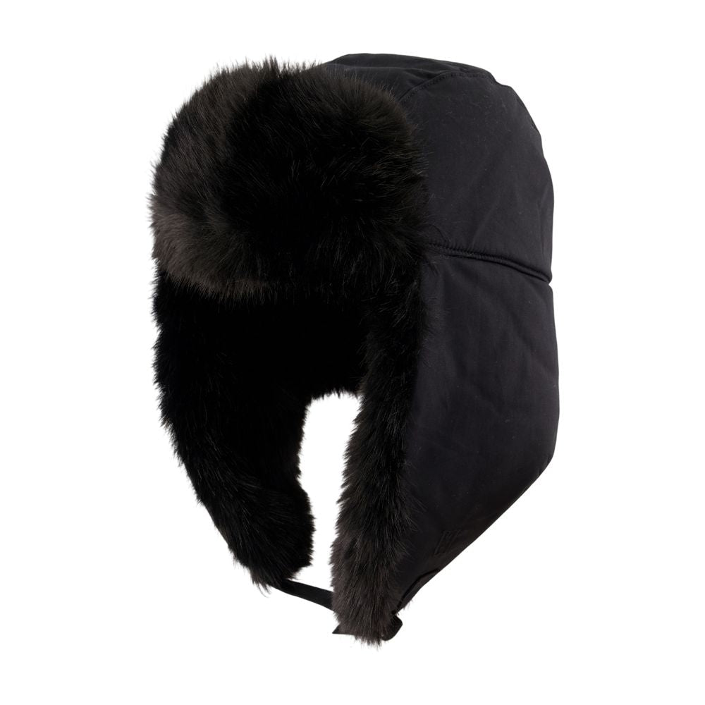By Malene Birger 103701-050 Fur-Trimmed Cotton Beanie — Black Beanies
