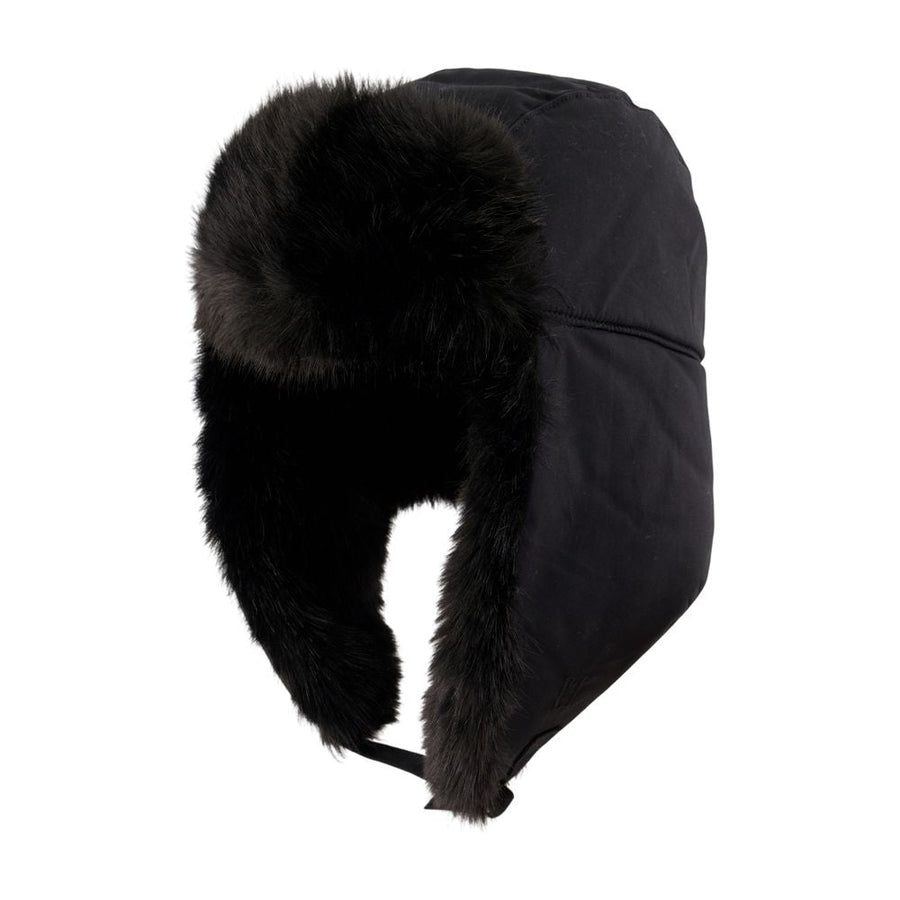 By Malene Birger 103701-050 Fur-Trimmed Cotton Beanie — Black Beanies