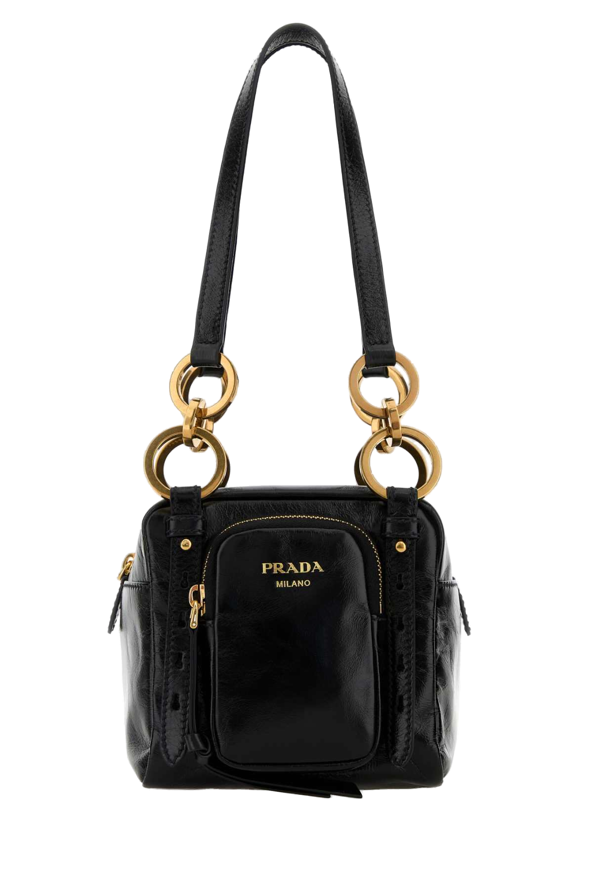 Prada Bauletto Shoulder Bag — Black Vitello