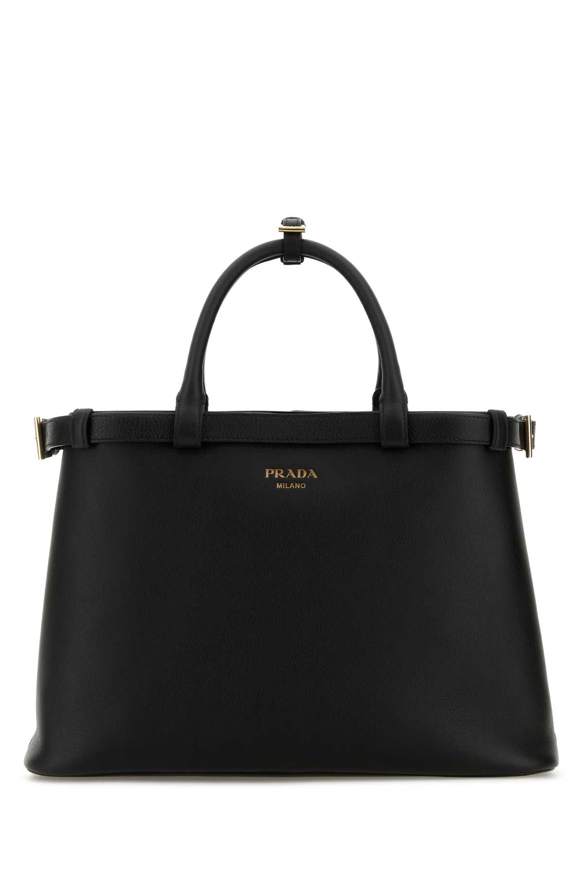 Prada Top Handle Bag — Black Calfleather