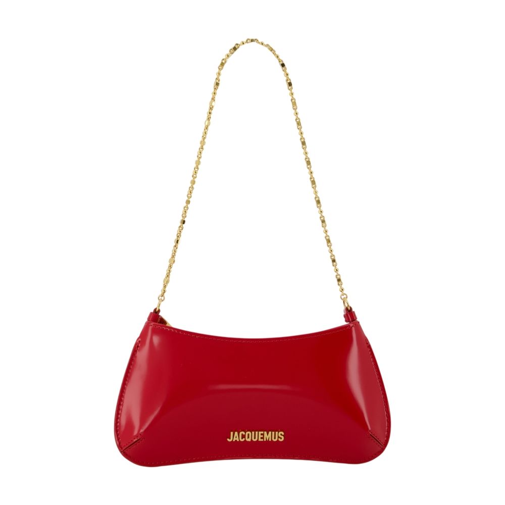 Jacquemus Le Petit Bisou Chaine Shoulder Bag — Red Calfskin
