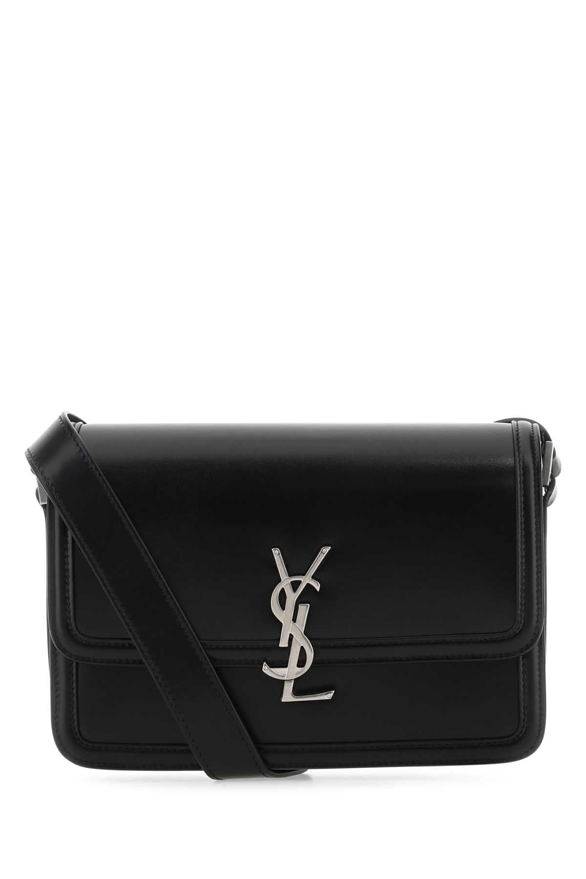 Saint Laurent Ysl Logo Leather Shoulder Bag — Black