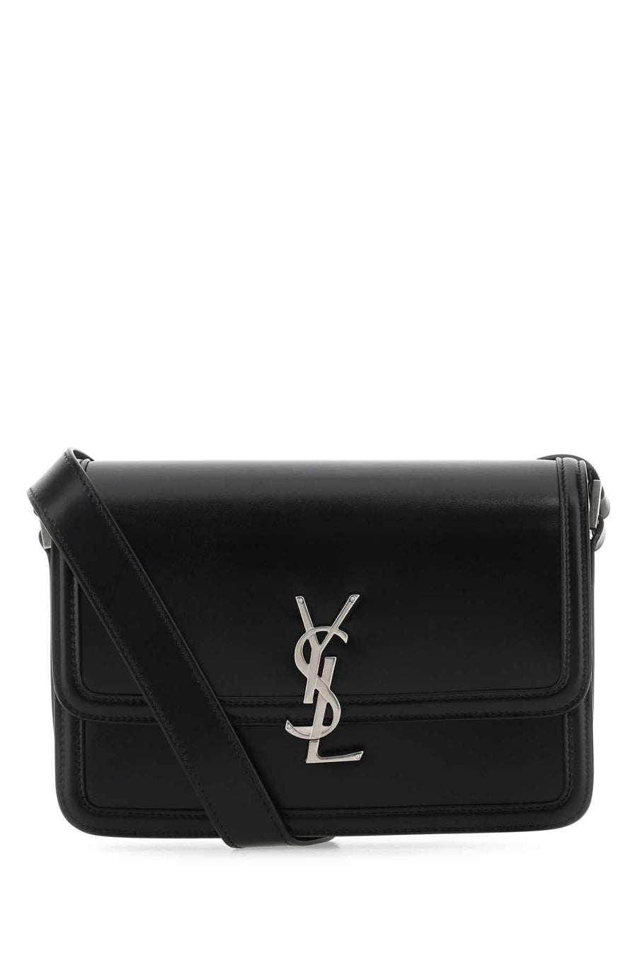 Saint Laurent Ysl Logo Leather Shoulder Bag — Black