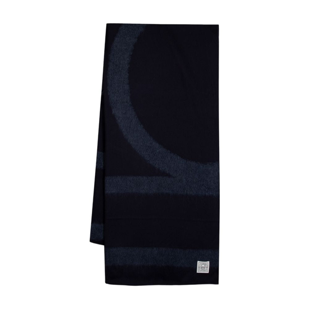 Toteme Monogram Twill Wool Scarf — Blue Scarfs