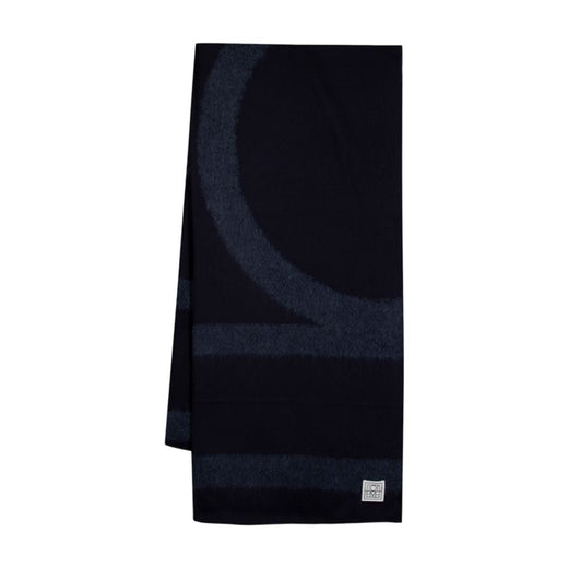 Toteme Monogram Twill Wool Scarf — Blue Scarfs