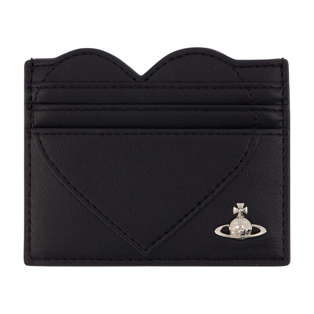 Vivienne Westwood Heart-Embossed Synthetic Card Case — Black Cases