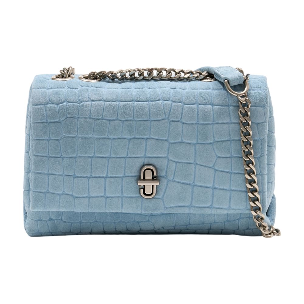 Marc Jacobs Crocodile-Embossed Leather Shoulder Bag — Blue Cowhide
