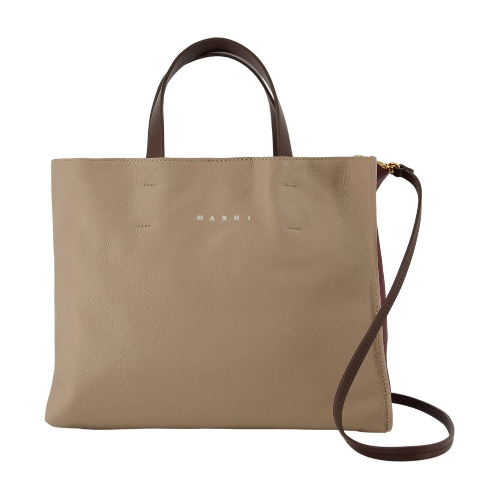 Marni Museo Tote Bag — Beige Calfskin