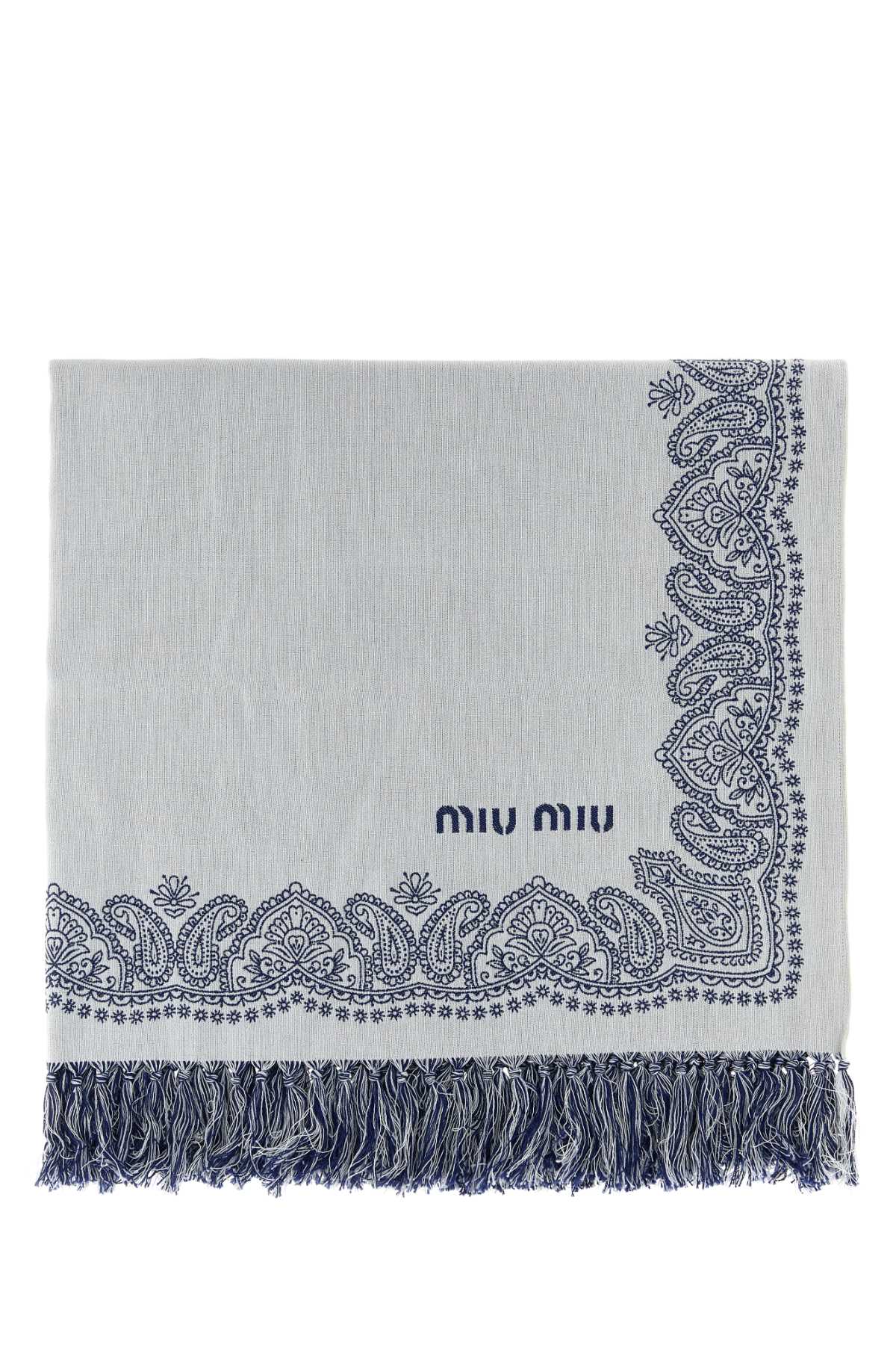 Miu Miu Mare Scarf — White Exterior: Cotton Scarfs