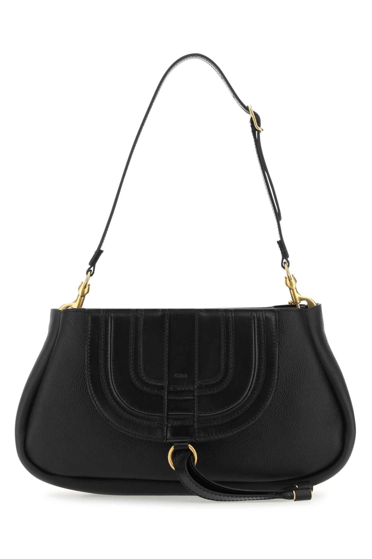 Chloé Pleated Leather Shoulder Bag — Black