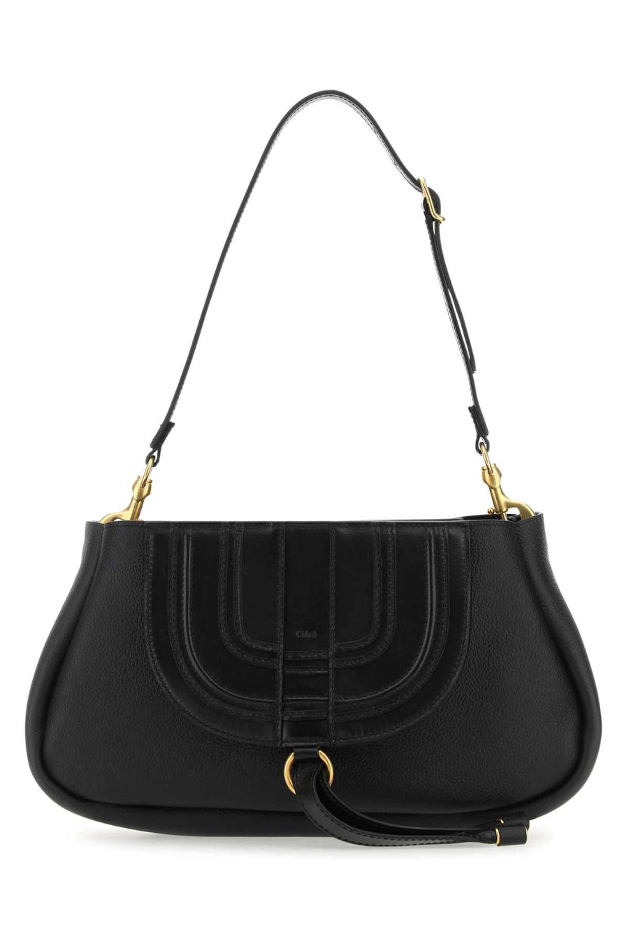 Chloé Pleated Leather Shoulder Bag — Black
