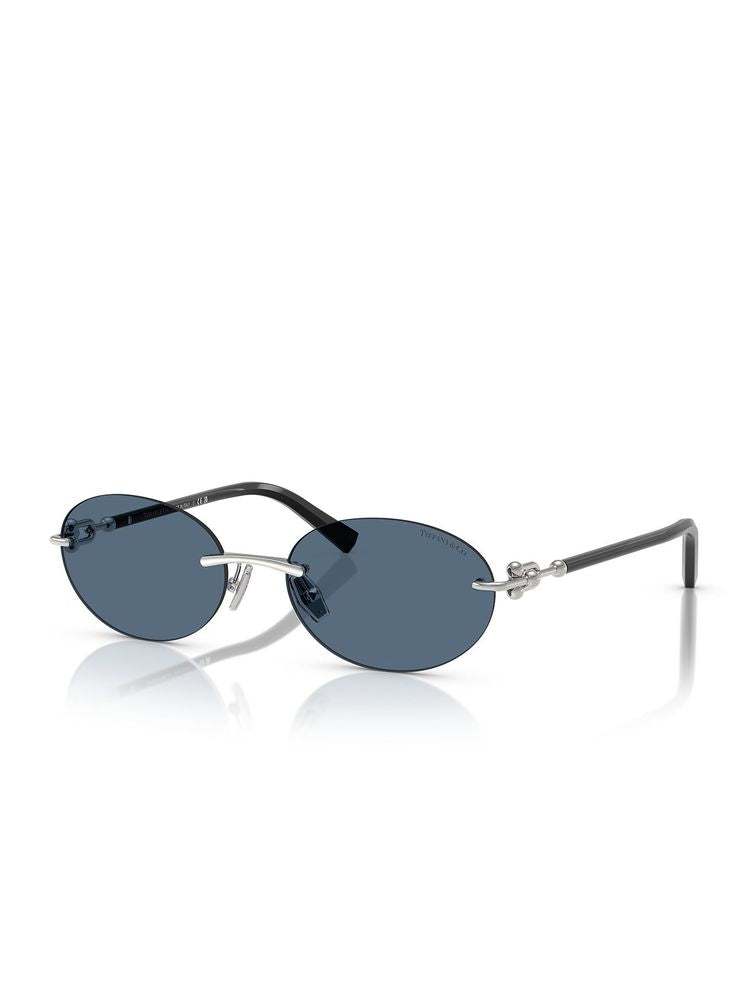 Tiffany Tf3104d Rimless Metal Sunglasses — Blue