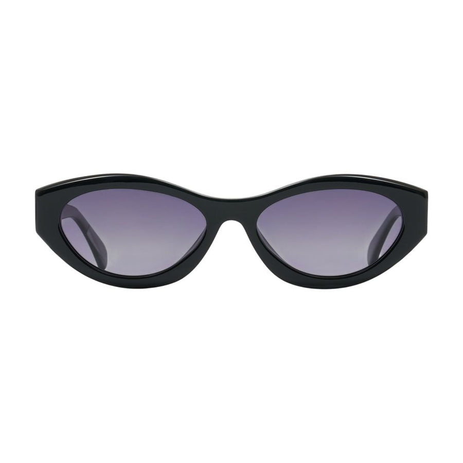 Anine Bing A-12-11746-Blk1 Acetate Oval Sunglasses — Black