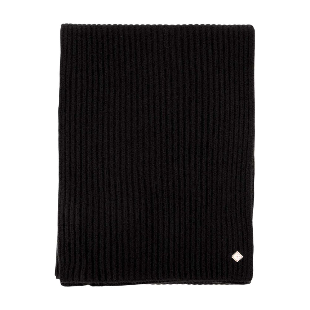 Casablanca Ribbed Wool Scarf — Black Scarfs