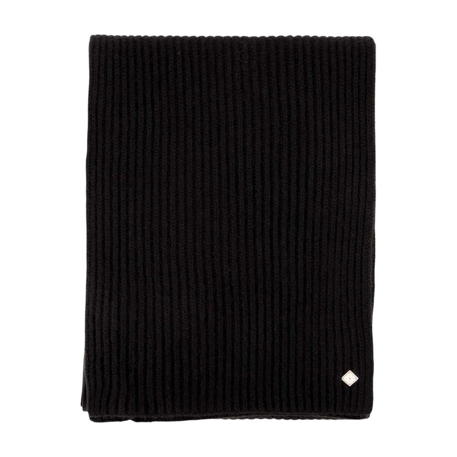 Casablanca Ribbed Wool Scarf — Black Scarfs