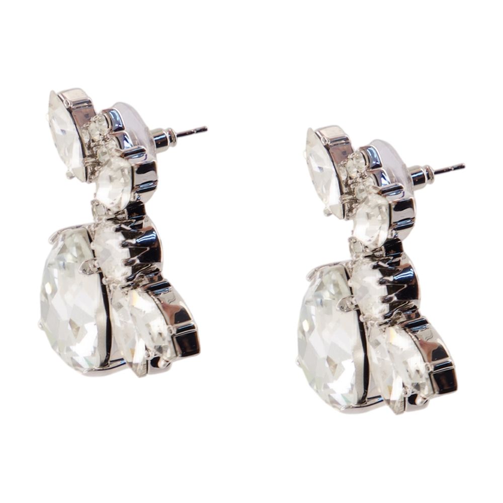 Self-Portrait Crystal Cluster Earrings — Silver Pearls