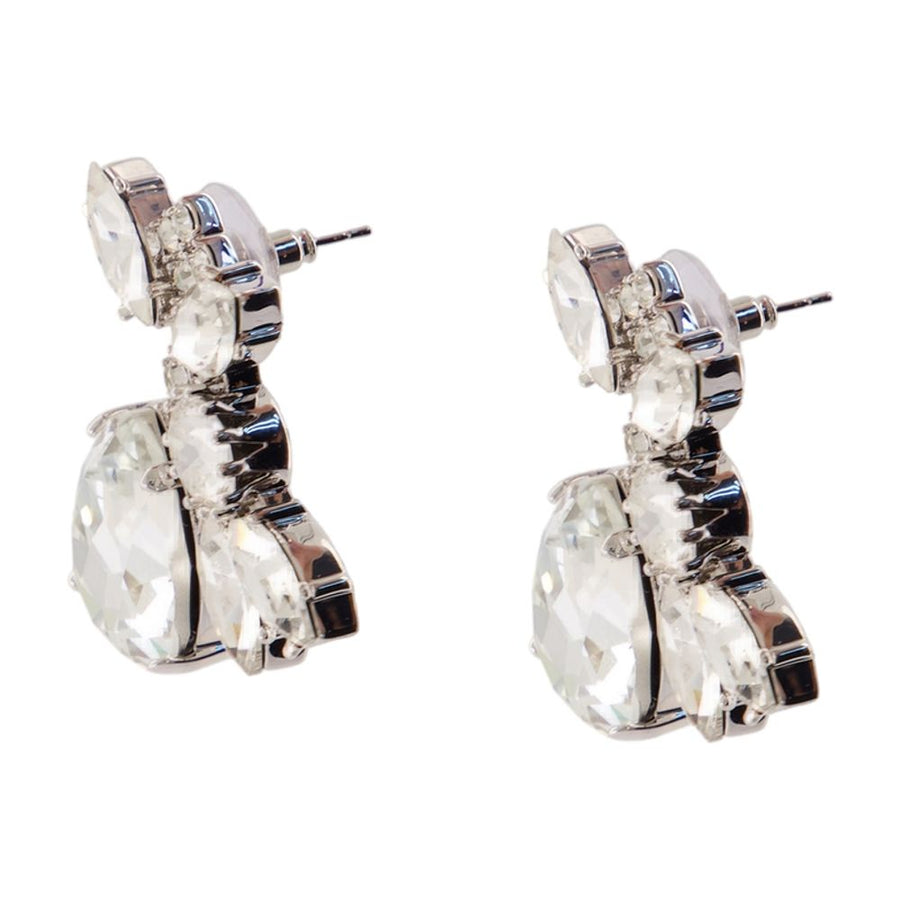 Self-Portrait Crystal Cluster Earrings — Silver Pearls