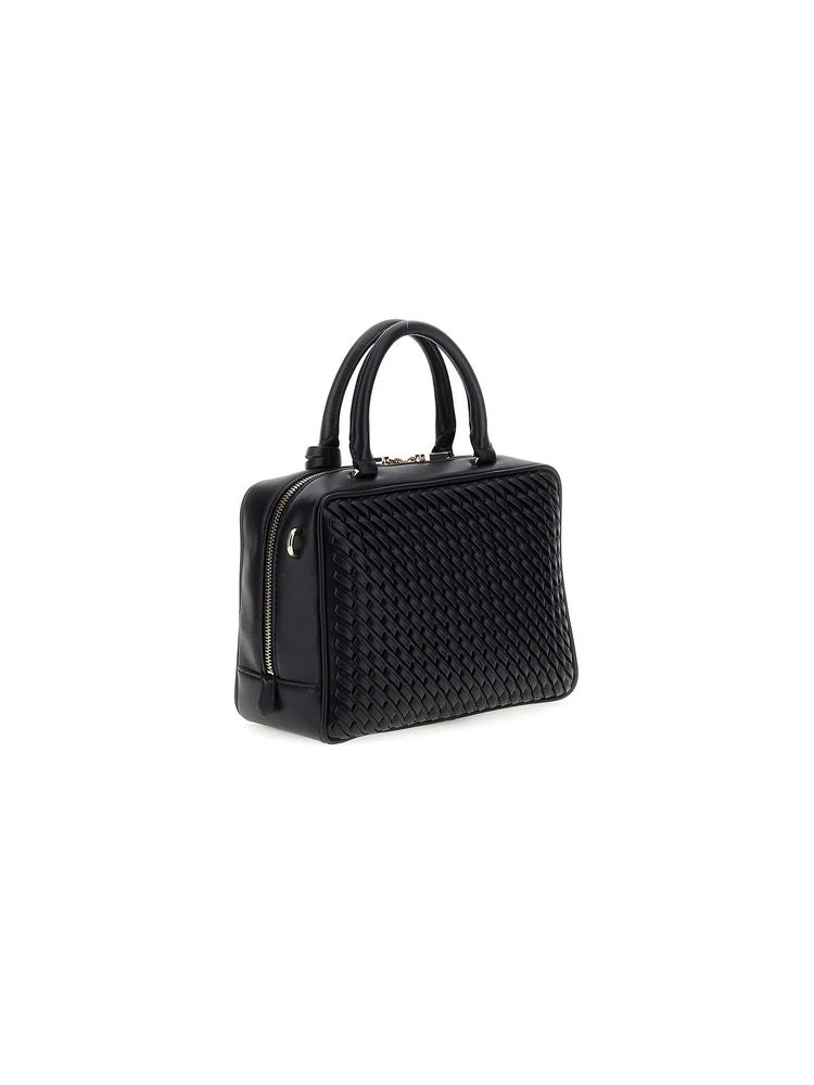 Guess Interwoven Polyurethane Top Handle Bag — Black