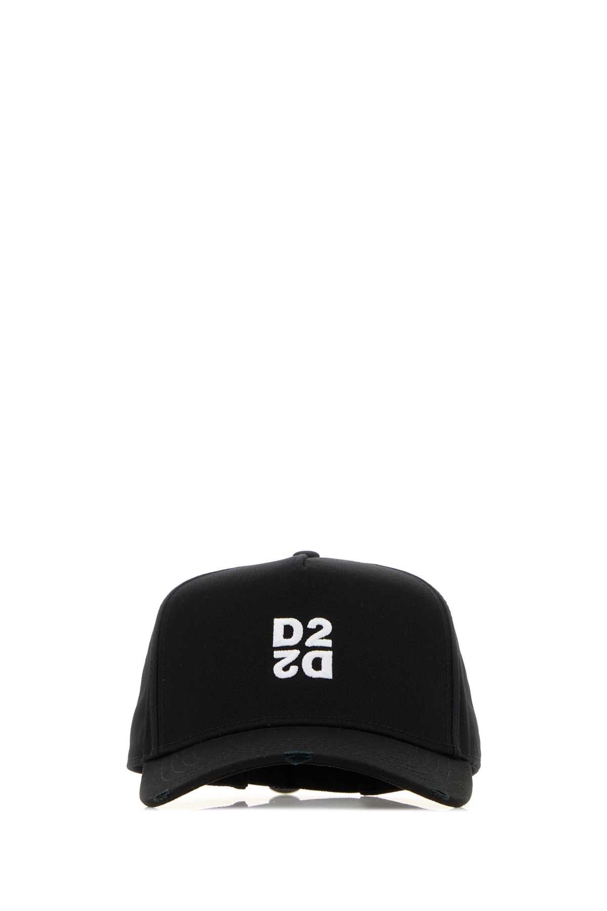 Dsquared2 Bcm096405c00001 Logo-Embroidered Cotton Baseball Cap — Black Exterior: Caps