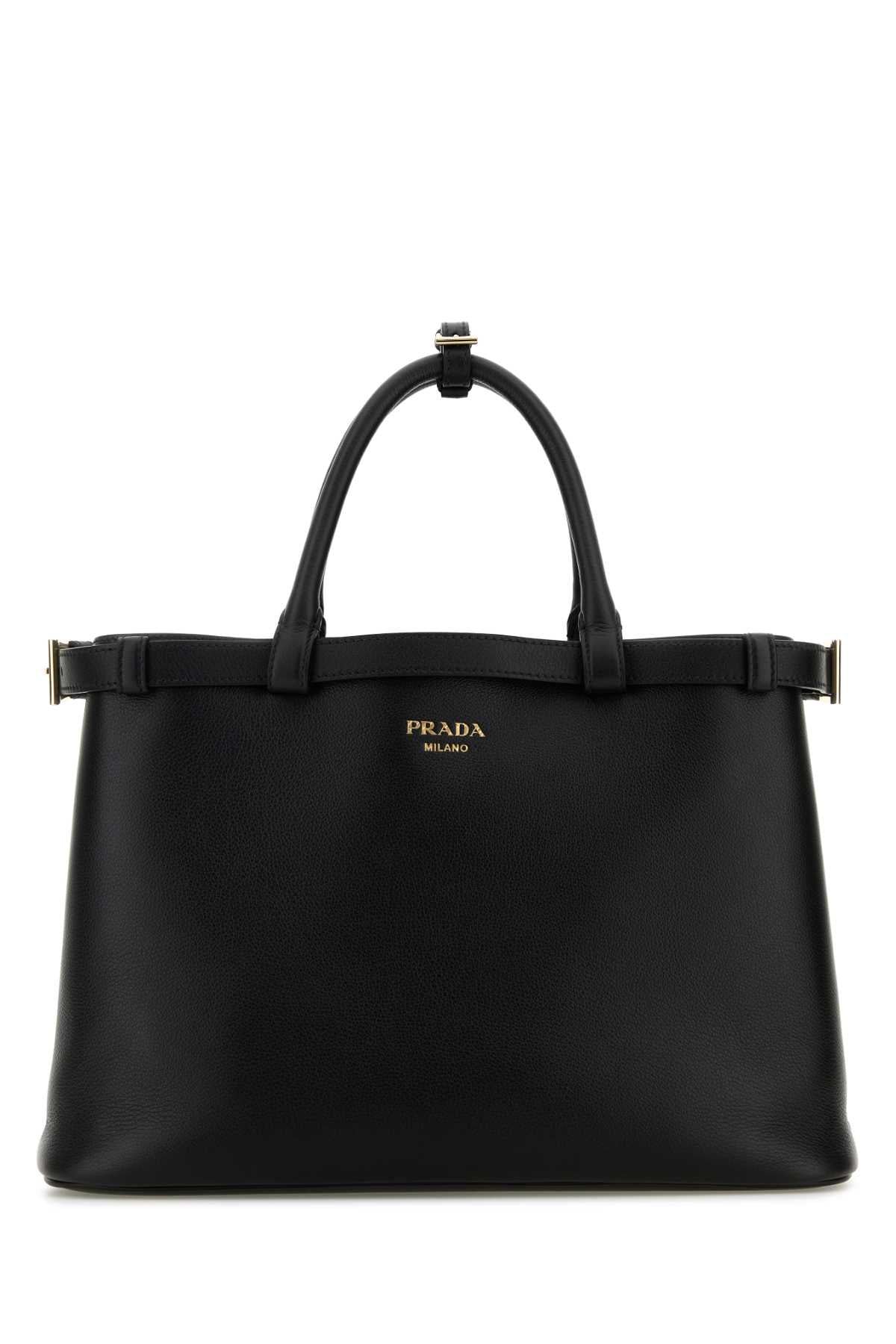 Prada Leather Top Handle Bag — Black