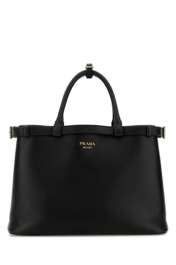 Prada Leather Top Handle Bag — Black