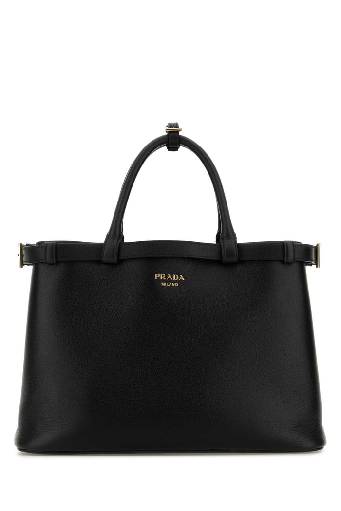 Prada Leather Top Handle Bag — Black
