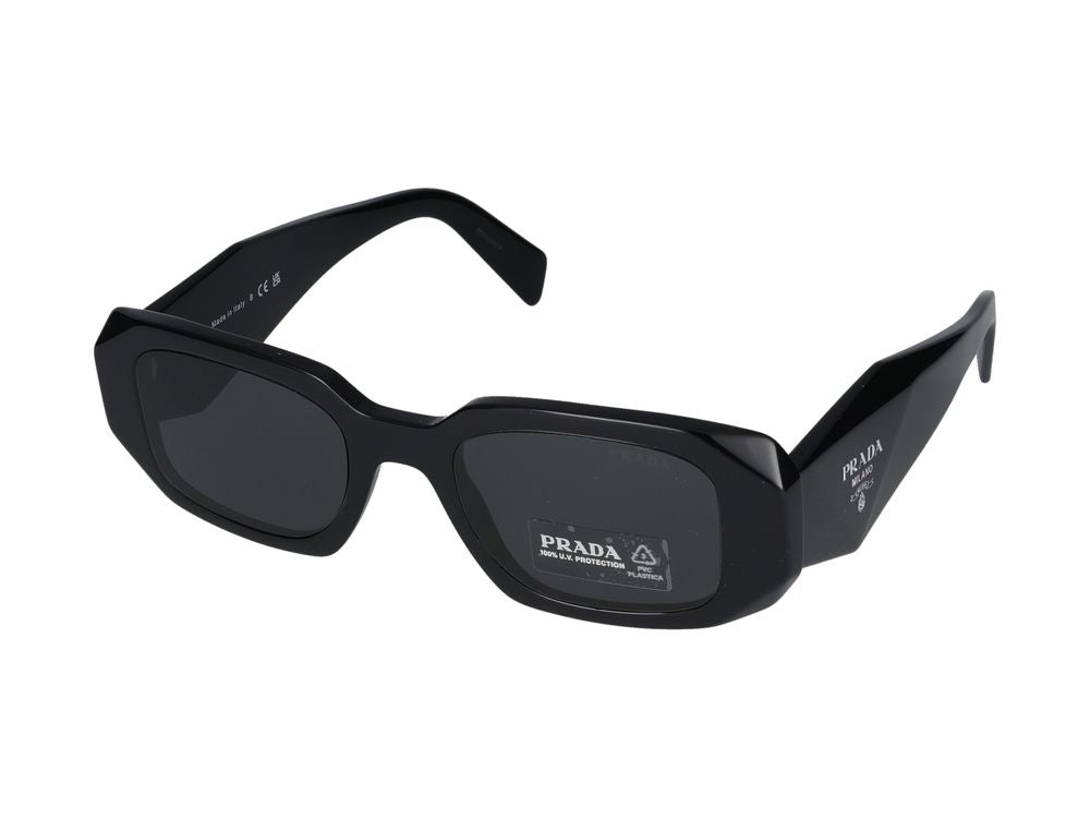 Prada 0pr Rectangular Acetate Sunglasses — Black