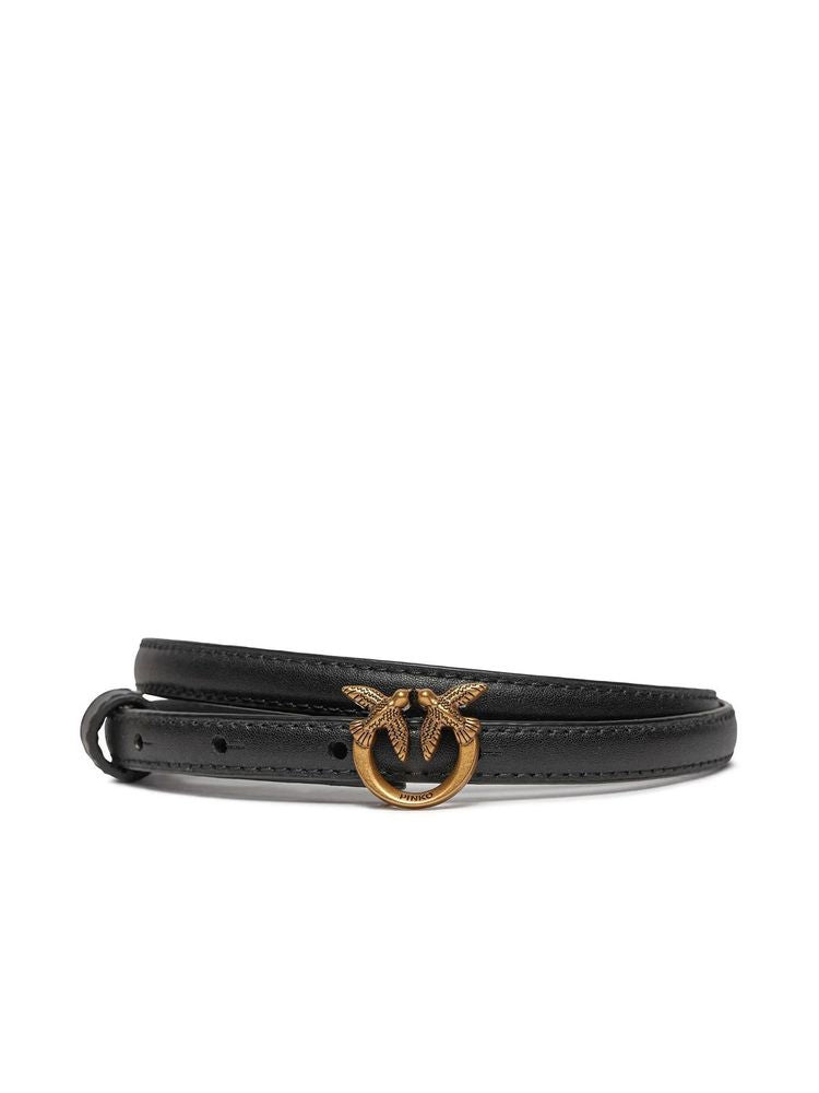 Pinko Belt — Black Cowhide | Accessory: Zinc