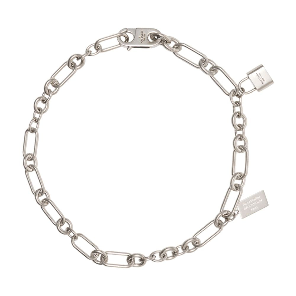Acne Studios Padlock Chain Necklace — Silver Metal Necklaces
