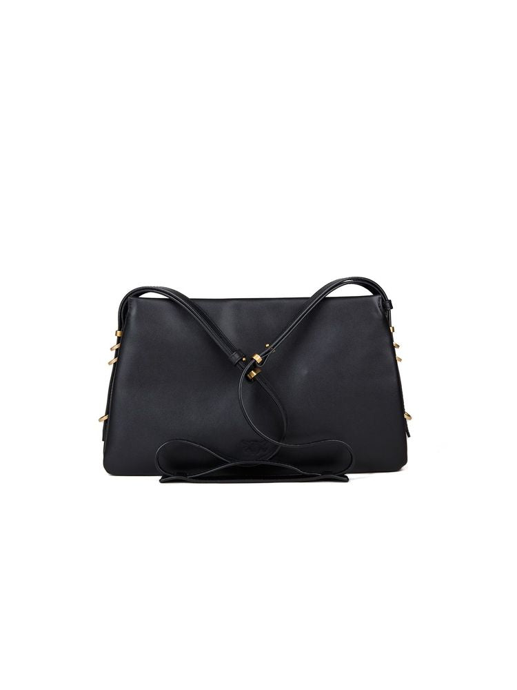 Pinko Triplet Crossbody Bag — Black Calfskin Leather