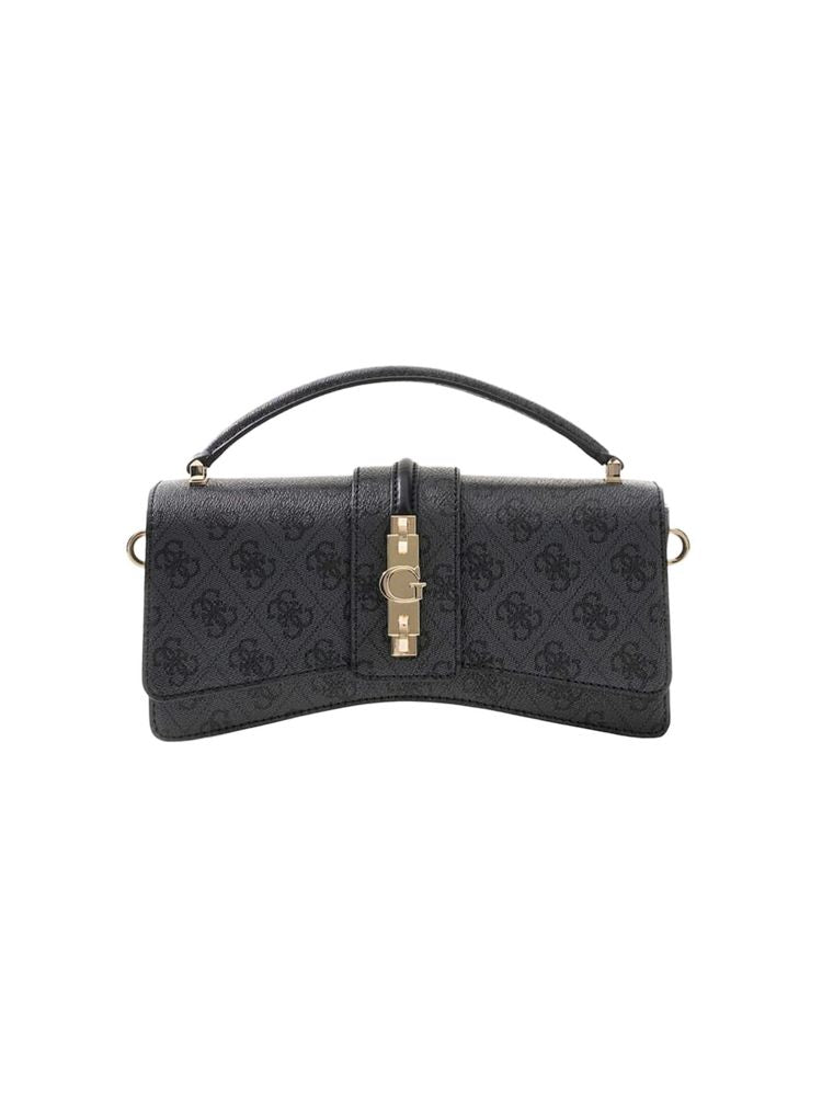 Guess Logo-Embossed Polyurethane Top Handle Bag — Black