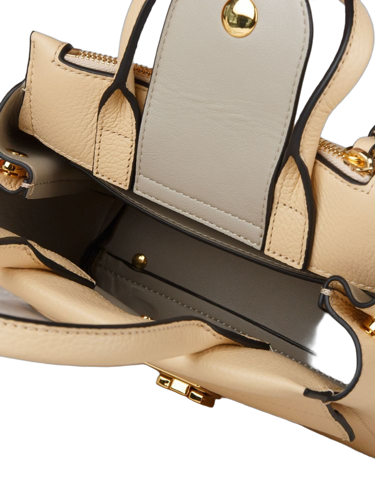 Coccinelle Arlettis Top Handle Bag — Beige Cowhide