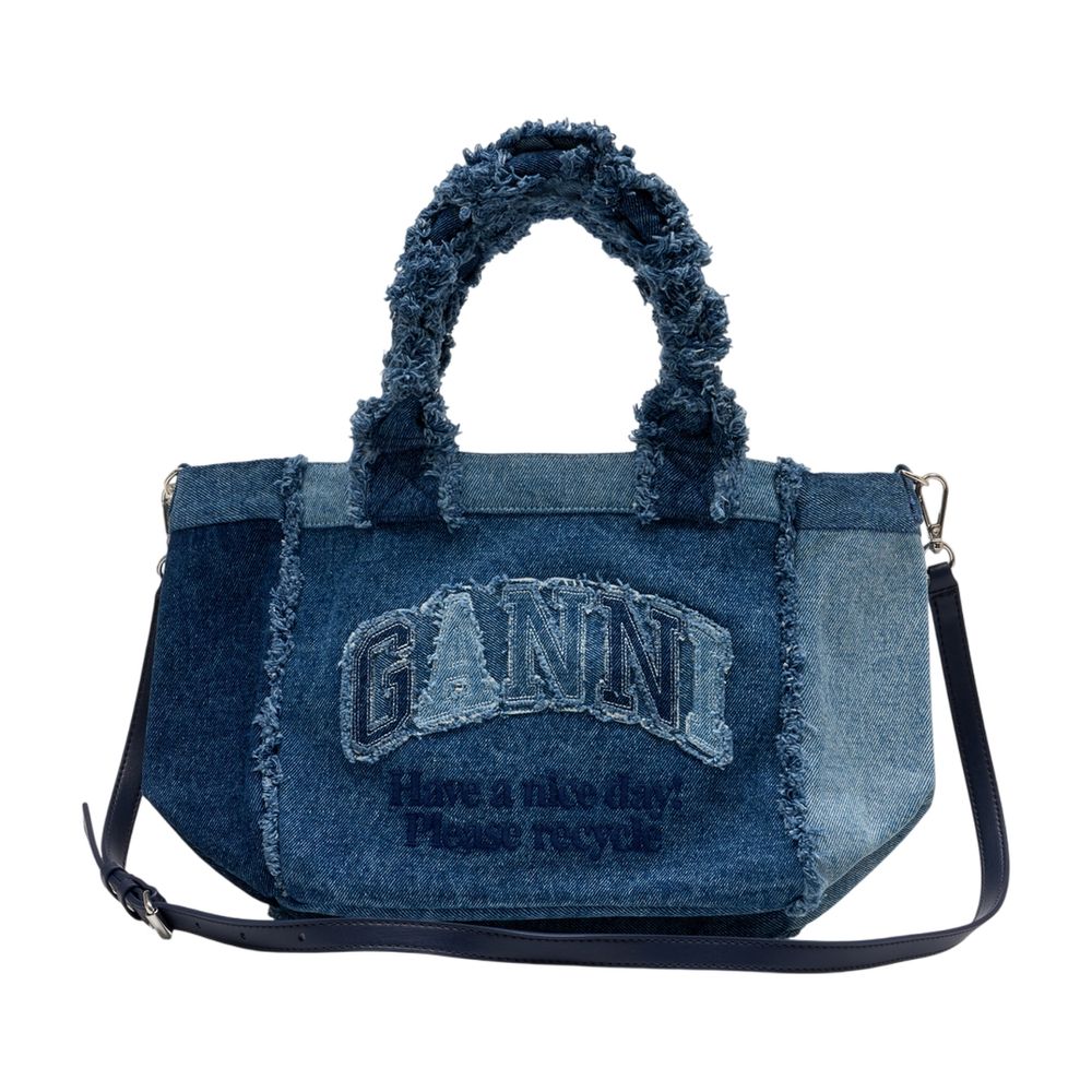 Ganni Tote Bag — Blue Cotton