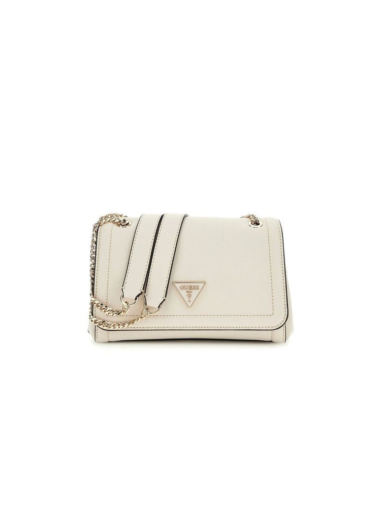 Guess Chain-Strap Crossbody Bag — Beige Polyurethane