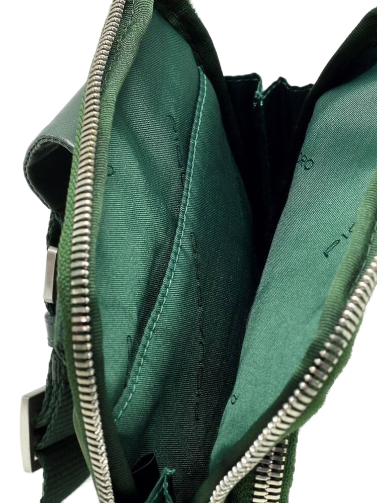 Piquadro Ryan Crossbody Bag — Green Recycled Nylon