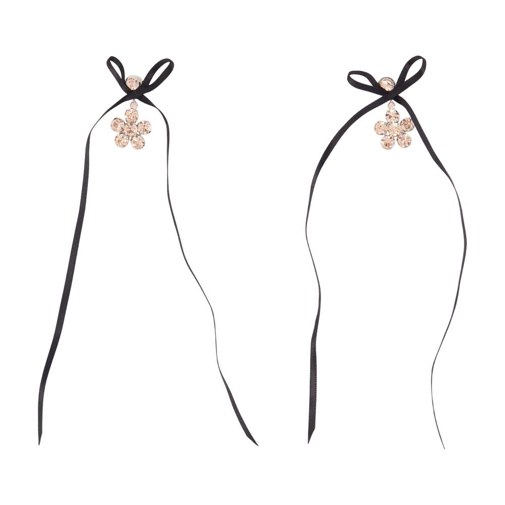 Simone Rocha Daisy-Charm Ribbon Earrings — Pink Synthetic_pearls