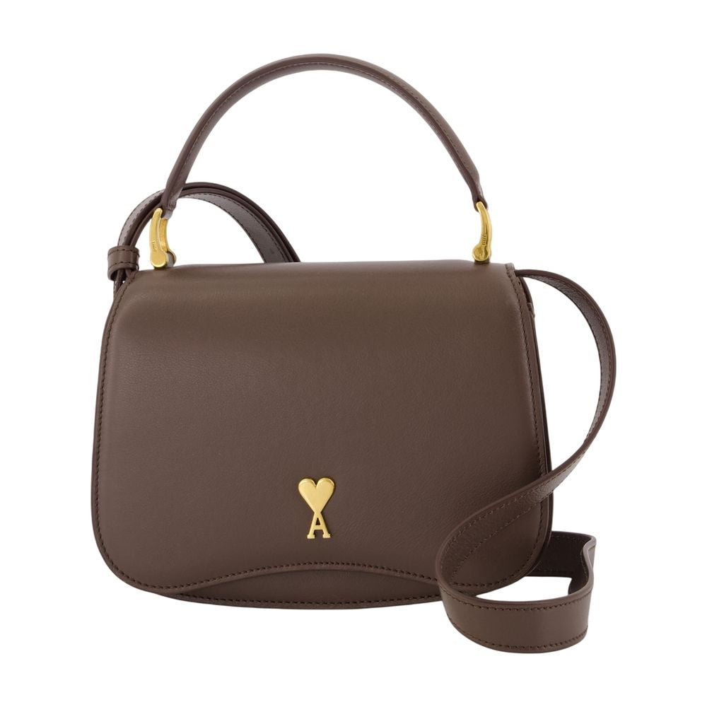 Ami Paris Shoulder Bag — Brown Calfskin