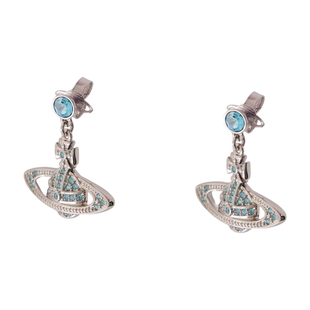 Vivienne Westwood Turquoise-Embellished Orb Drop Earrings — Silver Metal