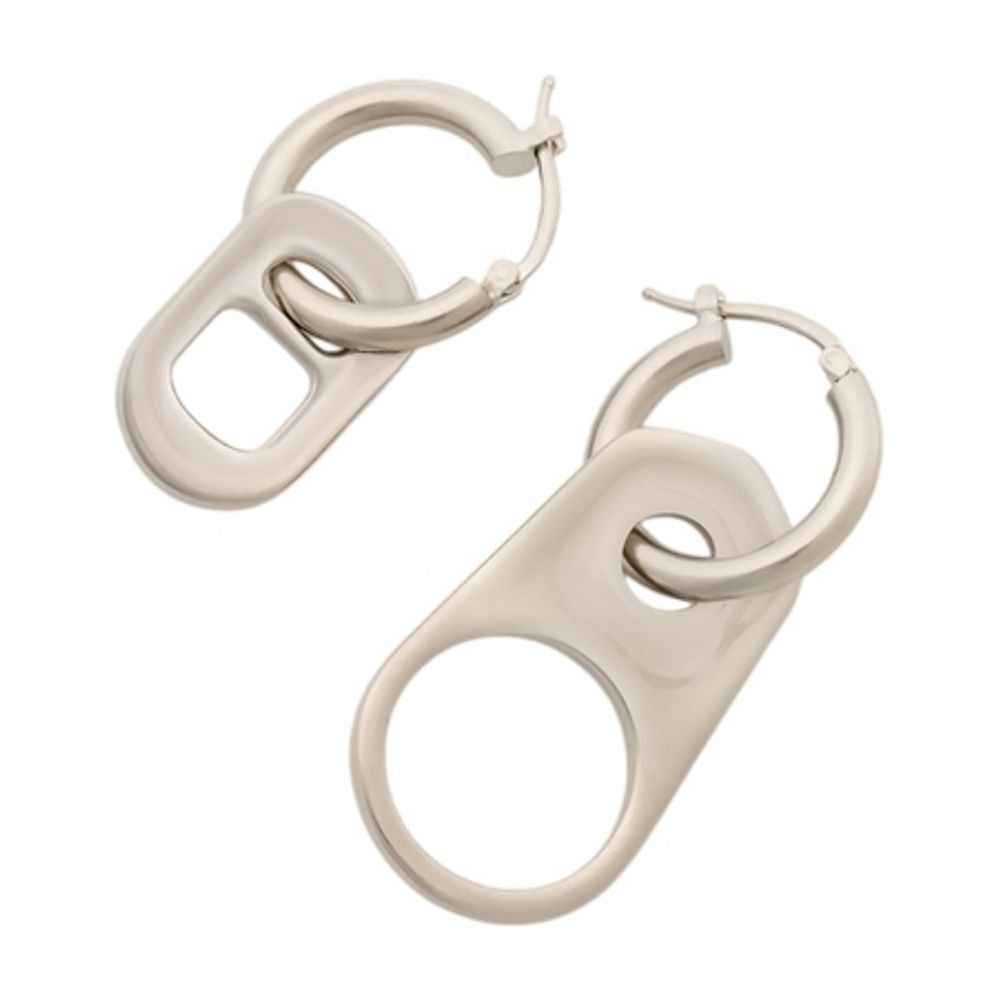 Mm6 Maison Margiela Closure Earrings — Silver Metal
