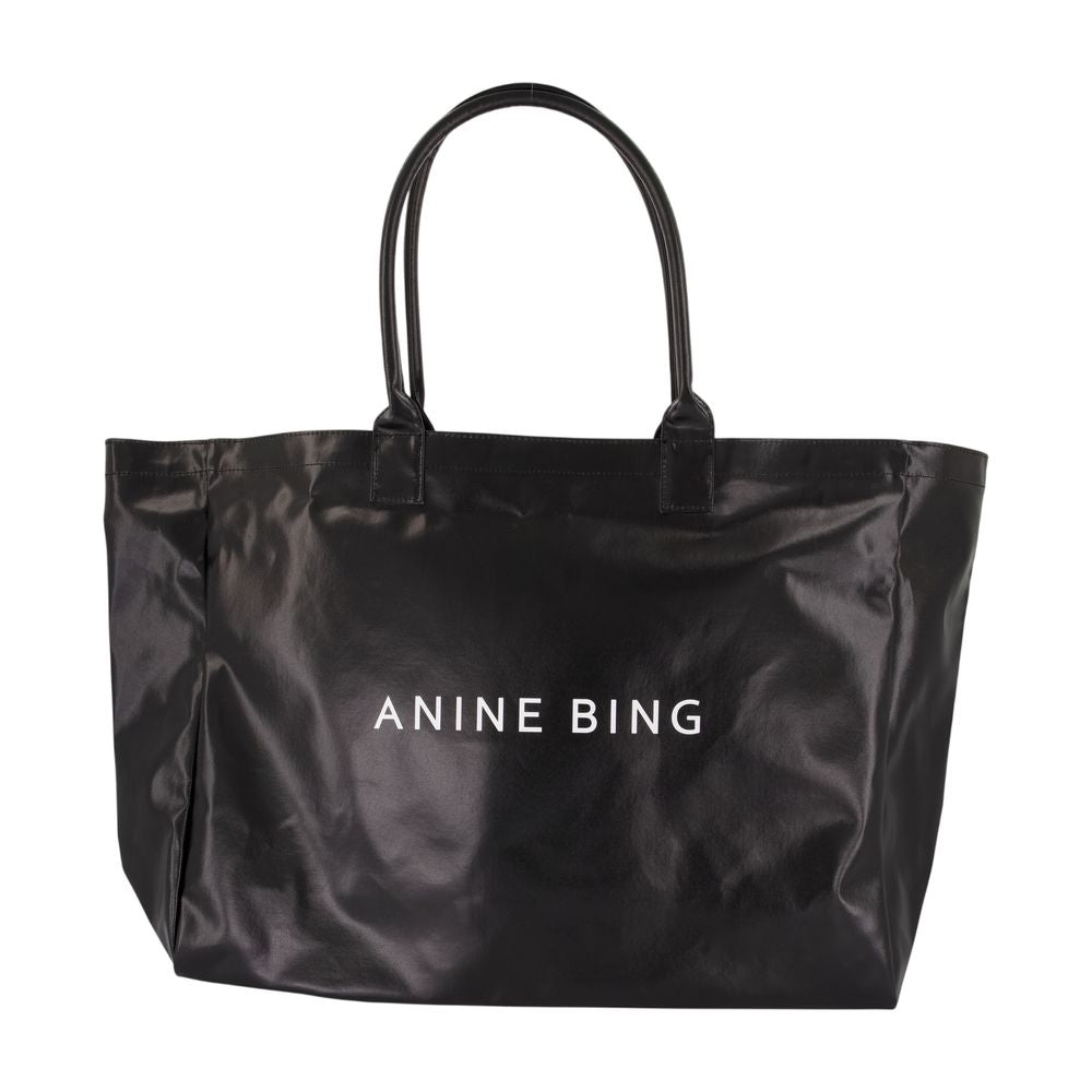 Anine Bing Leo Tote Bag — Black Cotton