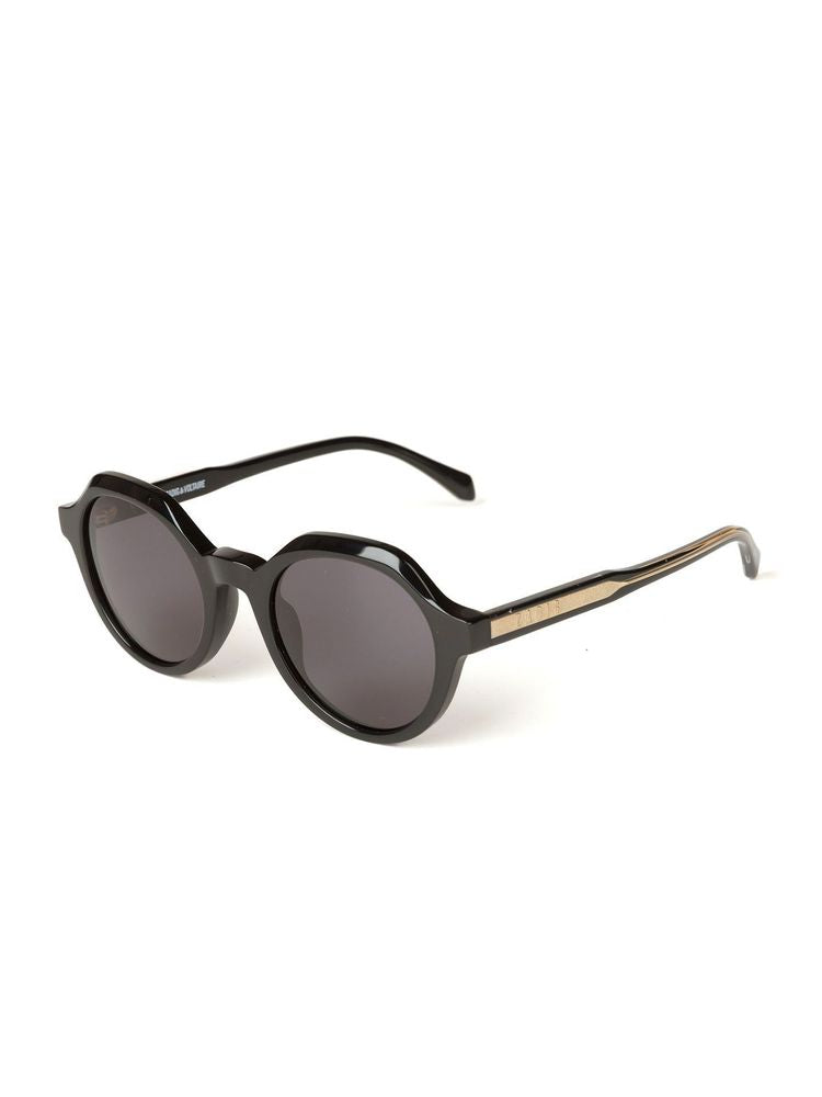 Zadig & Voltaire Szv453 Round Acetate Sunglasses — Black