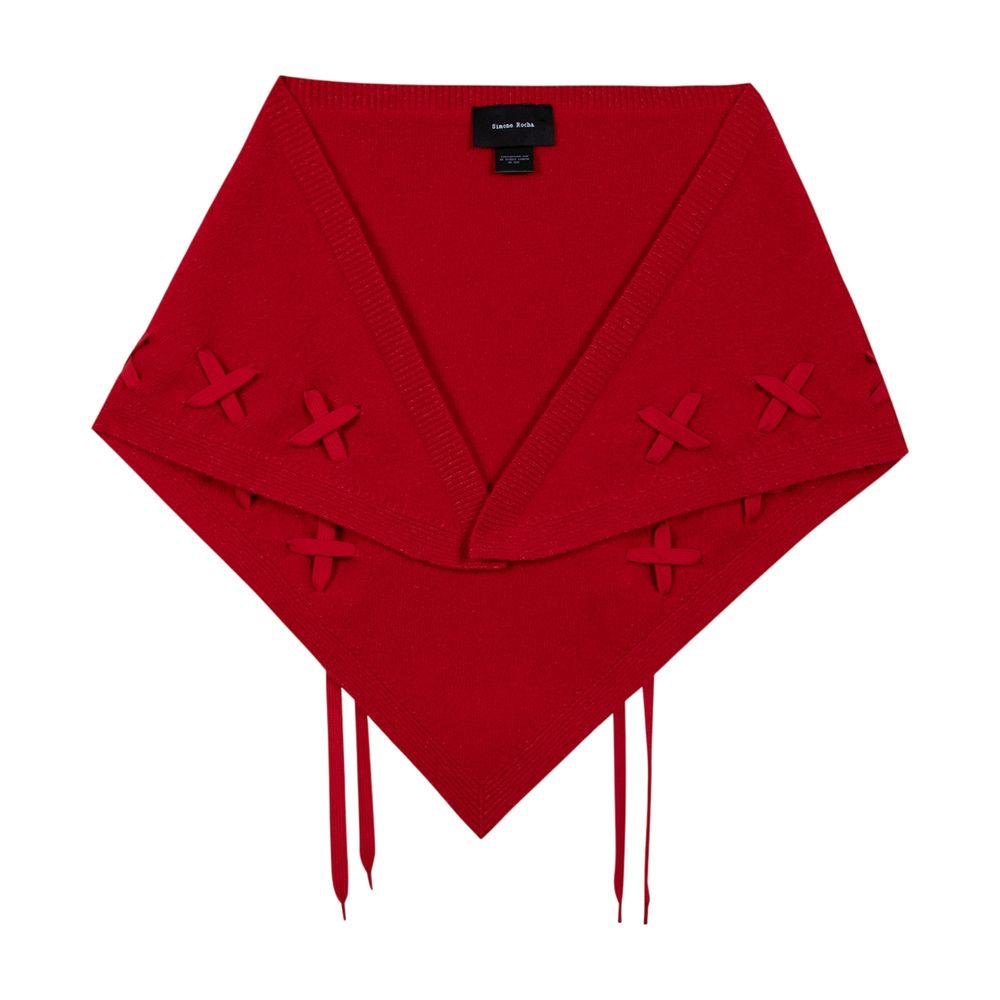 Simone Rocha Merino Wool Neckerchief Scarf — Red Scarfs