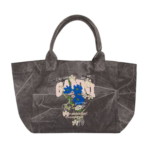 Ganni Tote Bag — Gray Cotton
