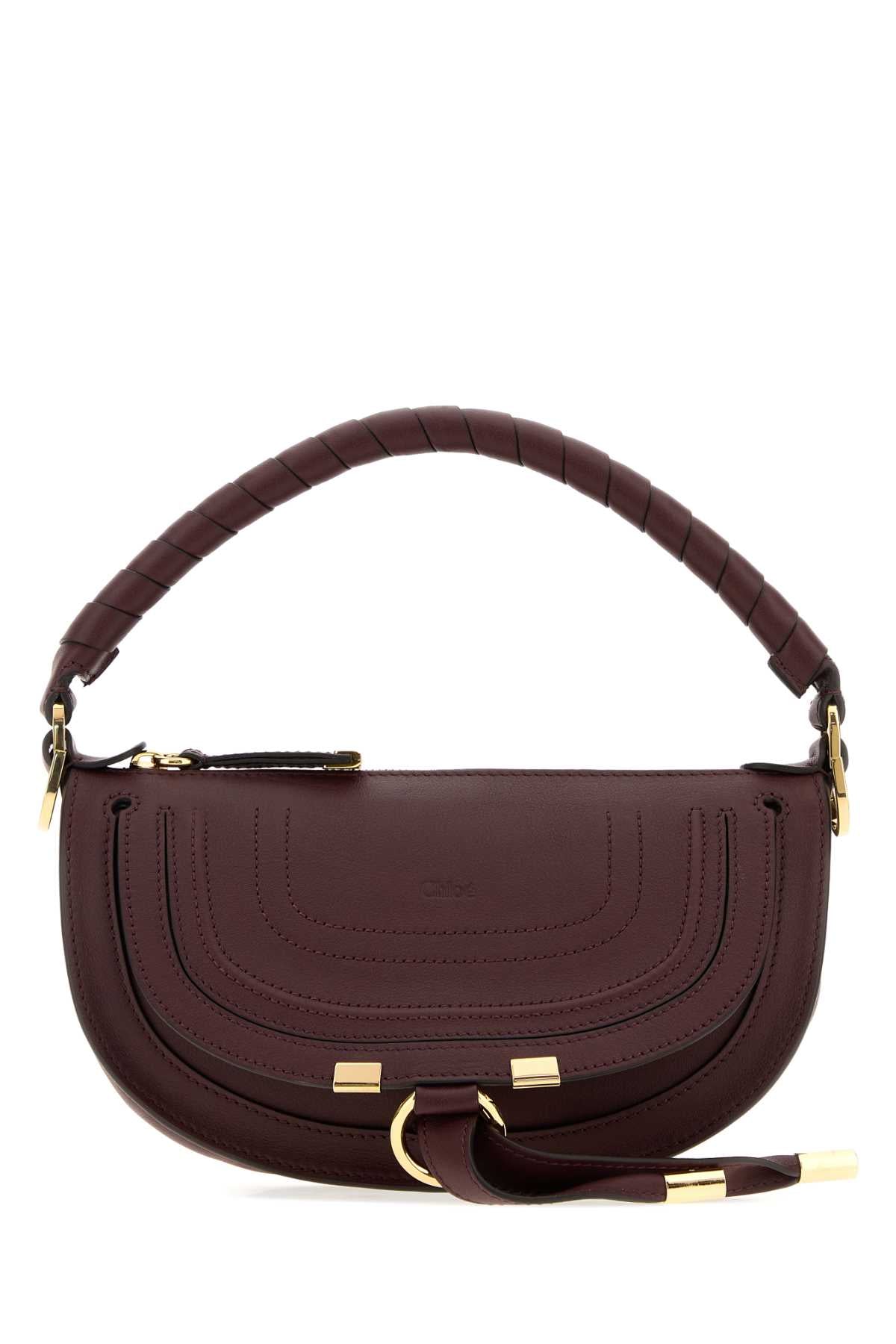 Chloé Leather Curved Top Handle Shoulder Bag — Brown