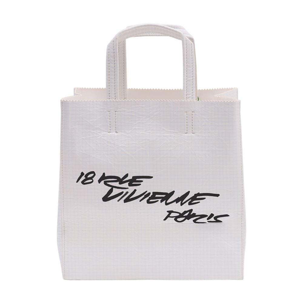Kenzo Logo-Printed Leather Tote Bag — White