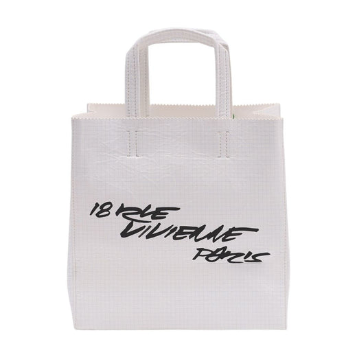 Kenzo Logo-Printed Leather Tote Bag — White