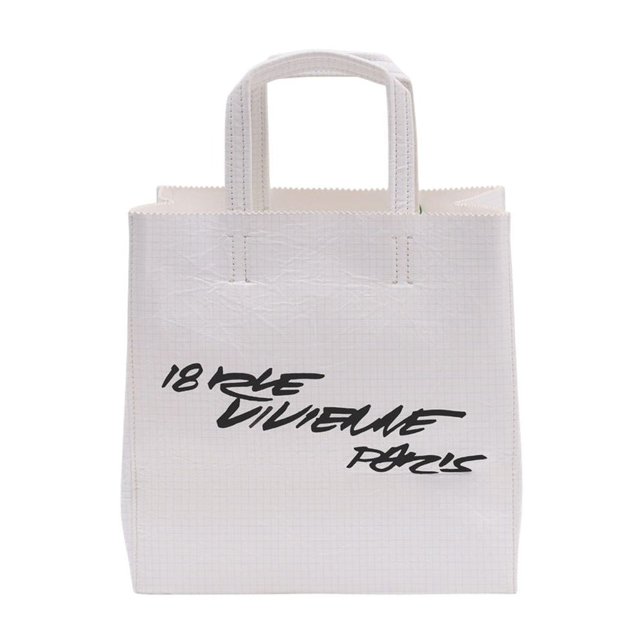 Kenzo Logo-Printed Leather Tote Bag — White